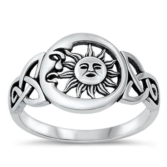 Vintage Celtic Sun & Moon Ring .925 Sterling Silver Band Jewelry Female Male Unisex Size 5
