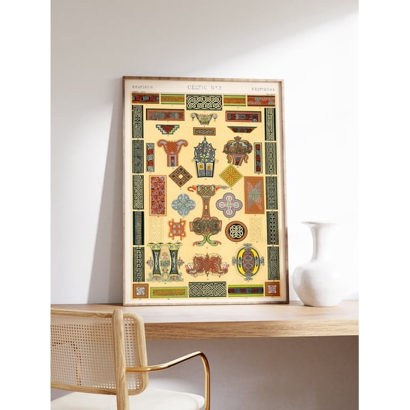 Vintage Celtic Textile Graphical Pattern Historical Interior Design Art Unframed Paper Print