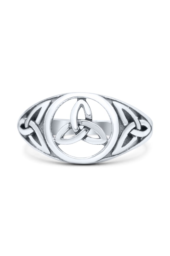 Vintage Celtic Trinity Triquetra Knot Attractive Design Oxidized Band 925 Sterling Silver Size 10
