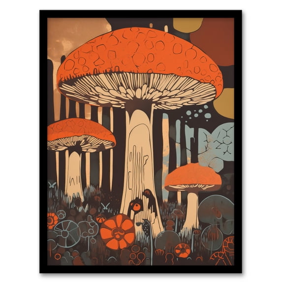 Vintage Cep Mushroom Aesthetic Earthy Orange Boletus Kitchen Artwork Framed Wall Art Print A4
