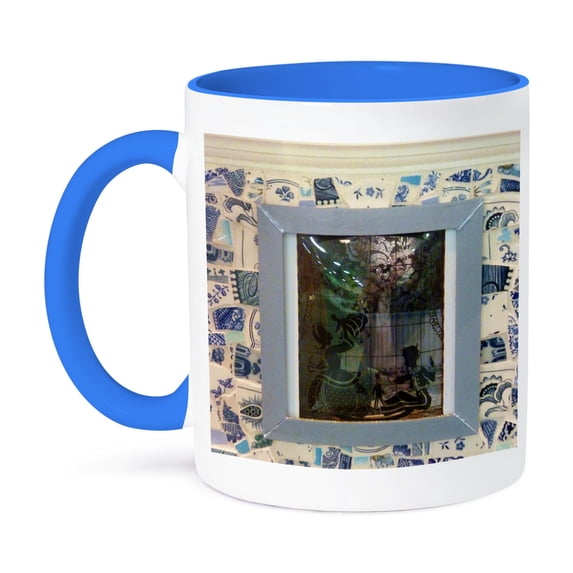 3dRose, Vintage Ceramic Art, 15oz Two-Tone Blue Mug