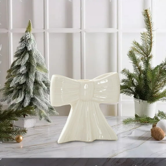Vintage Ceramic Bow Candle Holder, Elegant Bowknot Candlestick, Decorative Candle Stand for Home Decor, Perfect for Wedding Centerpieces, Party Table Accents, Ceramic Holder for Seasonal Displays