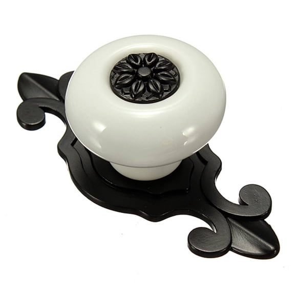Vintage Ceramic Door Knobs, White and Black Drawer Cabinet Wardrobe Pull Handles