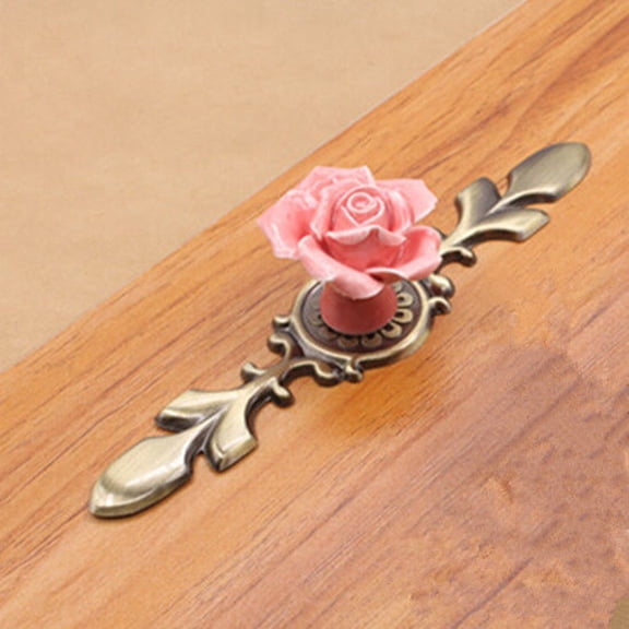 Vintage Ceramic Rose Closet Dresser Knob Handle Cupboard Cabinet Drawer Pull - 1Pc