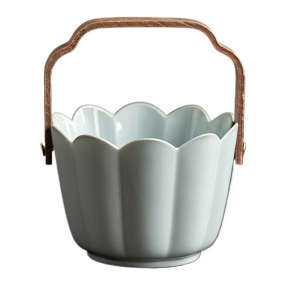 Vintage Ceramic Serving Basket with Handle, Rustic Fruit Bowl for Snacks & Kitchen Table Centerpiece