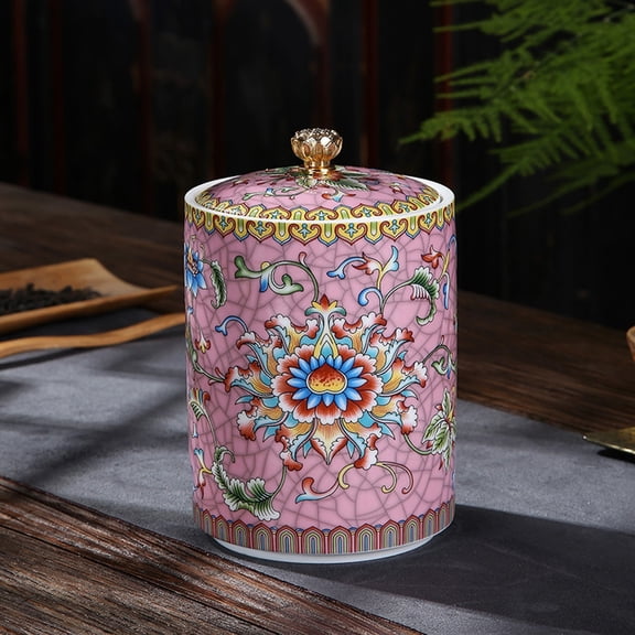Vintage Ceramic Tea Caddy with Lid Airtight Storage Container for Loose Tea Spices Coffee Storage for Kitchen and Home