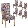 thumbnail image 1 of Vintage Chair Covers Art Stylized Geometric Flowers Colored Lilac Orange Chair Covers Set of 6 for Dining Room Dining Chair Slipcover Washable Removable for Kitchen Hotel Universal Size, 1 of 4