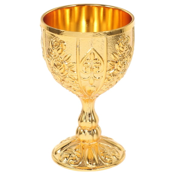Vintage Brass Plated Chalice Goblet Renaissance Medieval Royal Wine Drinking Cup for Christmas Wedding Party