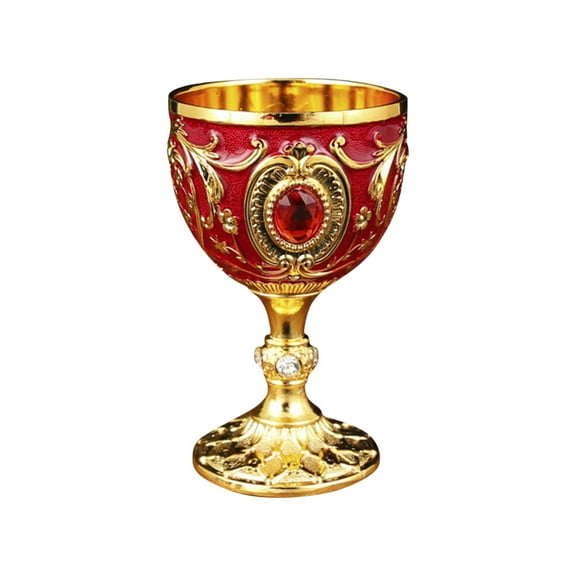 Vintage Chalice Goblet Royal Chalice Embossed Cup Vintage Zinc Alloy Goblet Medieval Party Decorations for Easter Halloween Party Drinking Decor Supplies (A)