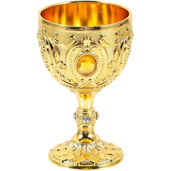Vintage Chalice Medieval Goblet, 30ml Shot Glass Brass Gold Wine Glasses Goblet, Communion Cup, Cocktail Glass Cup for Home Bar Wedding Party Supplies