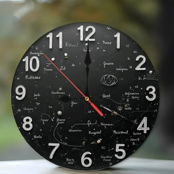 Vintage Chalkboard Style Universe Clock Wall Decor 10-Inch Silent Wooden Wall Clock, Battery Operated (AA Batteries Not Included), Artistic Home Decor