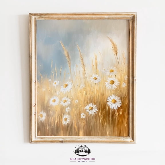 Vintage Chamomile Field Cottagecore Poster, Unframed Size 24x36
