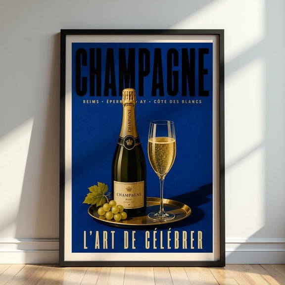 Vintage Champagne Poster French Sparkling Wine Wall Art Retro Celebration Print For Bar Dining Room And Parisian Decor
