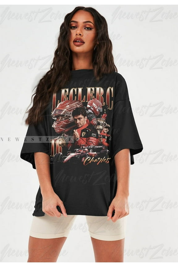Vintage Charles Leclerc T-Shirt, Driver Racing Championship Formula Racing Monaco Design Graphic Tee 90s Shirt
