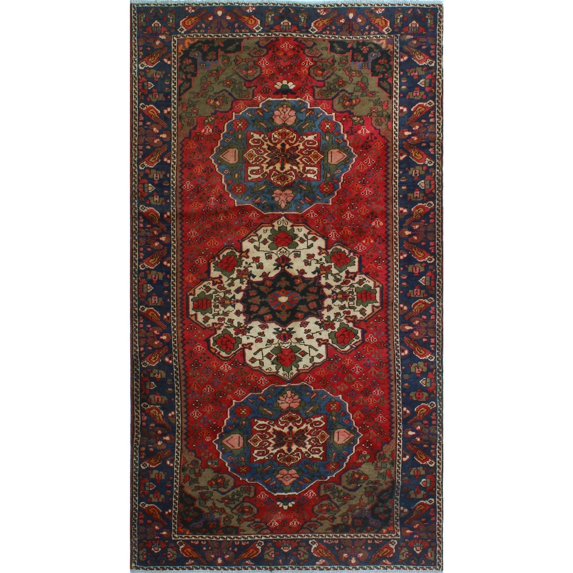 Vintage Charles Red/Navy Rug, 5'2" x 9'10"