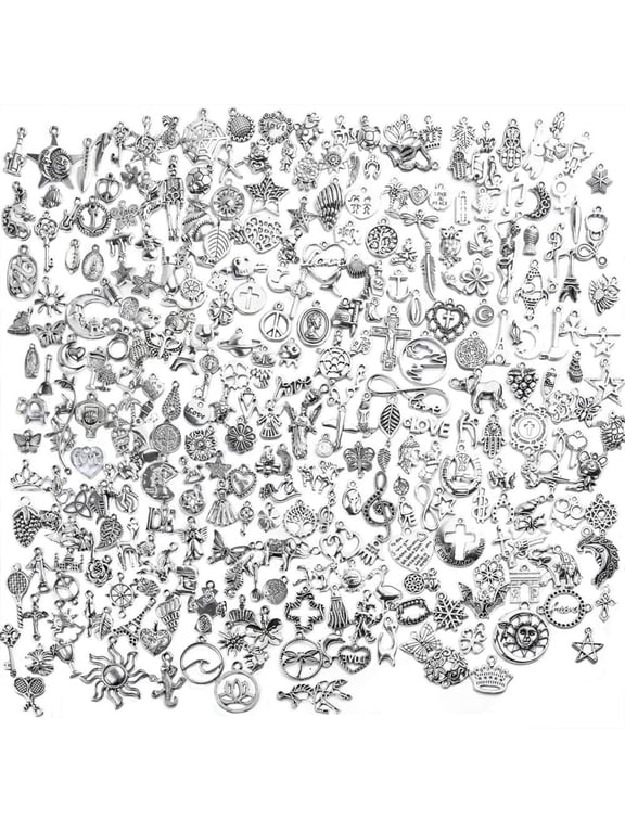 Vintage Charms Bulk,300pcs Mixed Antique Charms Tibetan Silver Pendants for Necklace Bracelet Jewelry Making and Crafting