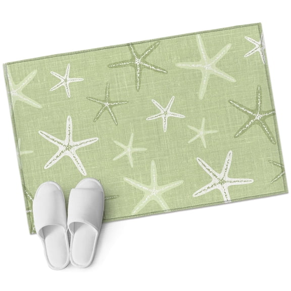 Vintage Chartreuse Starfish Bathroom Rug Washable 2x3 Entryway Rug Non Slip Summer Coastal Beach Marine Front Door Mat Low Pile Indoor Doormat Throw Floor Carpet for Kitchen Bedroom Entrance