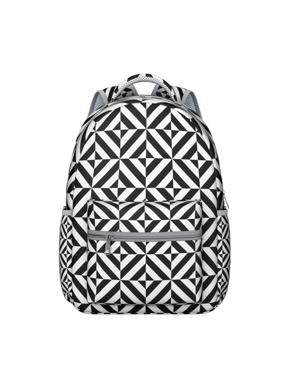 Vintage Checkered Backpack Retro Plaid and Moroccan Geometric Pattern School Bag for Student and Student