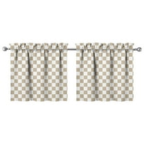 Vintage Checkered Kitchen Curtains Set of 2 - 27.5x24 Inch Tier Caf Curtains Semi-Sheer Rod Pocket Farmhouse Window Panels