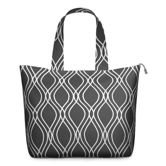 Vintage Checkered Rustic Farmhouse Tote Bag - Durable Lightweight Travel Bag with Interior Pockets & Secure Zipper Closure