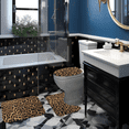 thumbnail image 1 of Vintage Cheetah Print 3-Piece Bath Rug Set, Non-Slip Polyester Bathroom Mats, Plush Absorbent Washable Rugs with Toilet Lid Cover & U-Shaped Mat for Retro 70s Bathroom Decor, 1 of 5