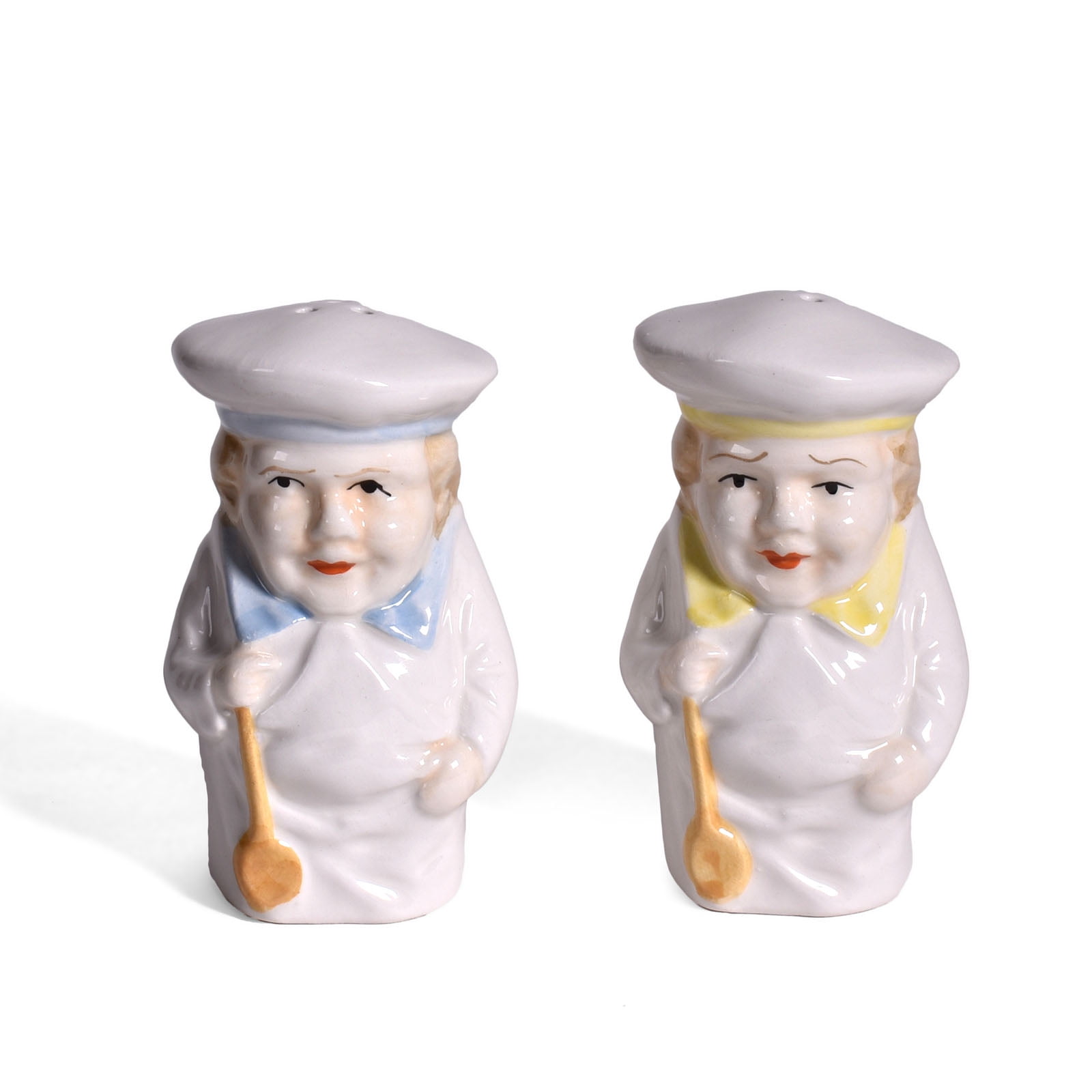 Vintage Chefs 3-1/4" Hand-Painted Ceramic Salt & Pepper Shakers, Set of 2