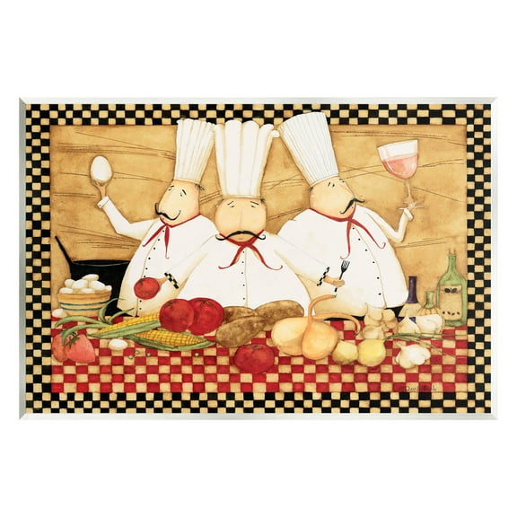 Vintage Chefs Checkered Kitchen Food & Beverage Graphic Art Unframed Art Print Wall Art