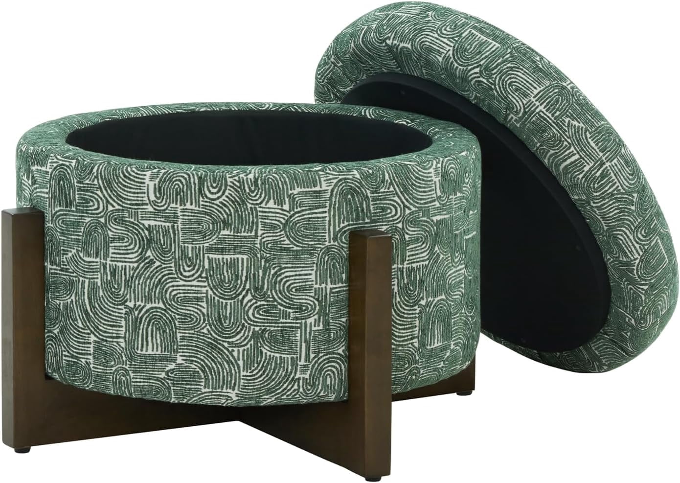 Storage Footstool Patterned Vintage Chenille Storage Ottoman with Patterned Fabric, Sponge Cushion ...