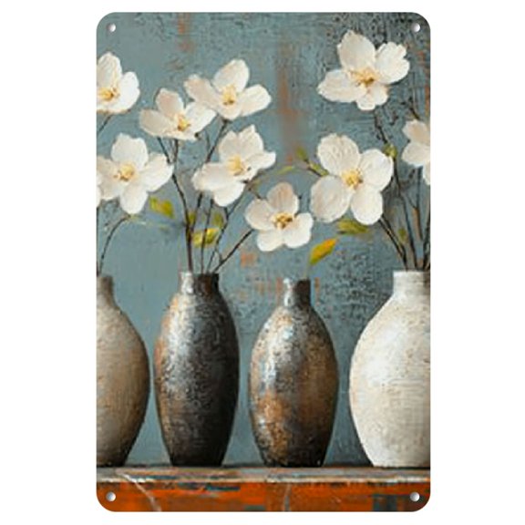 Vintage Cherry Blossom Metal Sign - Rustic Iron Wall Decor with Soft Neutral Tones, Perfect for Home & Office, Ideal for Halloween, Anniversaries, Beach Parties, Perfect for Room Decor