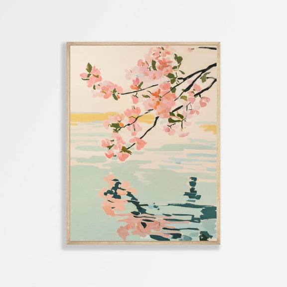 Vintage Cherry Blossom Wall Art Japanese Floral Poster