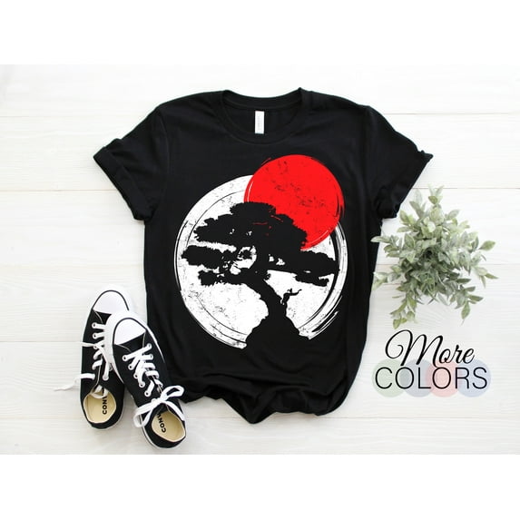 Vintage Cherry Blossom Woodblock Tee Japanese Graphical Art T-Shirt, Traditional Japan Culture Love Gift, Warrior Samurai Bushido Tree Lover