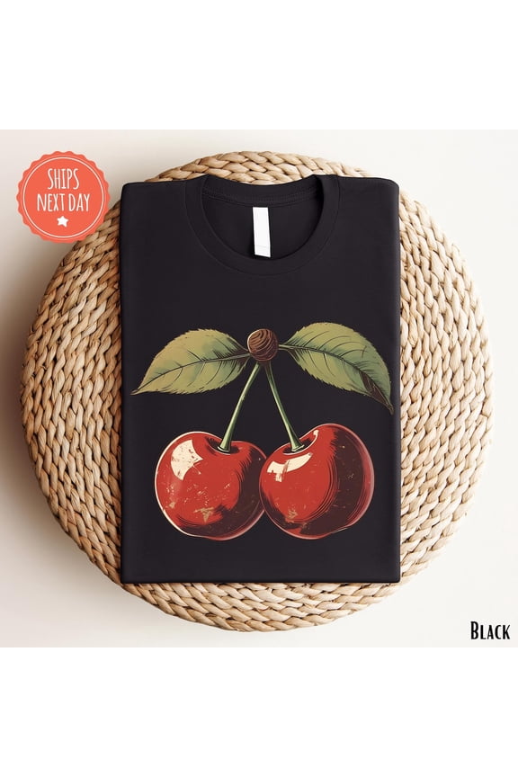 Vintage Cherry Shirt - Cute Cherry Tshirt - Cherry Lover - Summer Shirt - Fruit Lover - Foodie Shirt - Retro Cherry Shirt