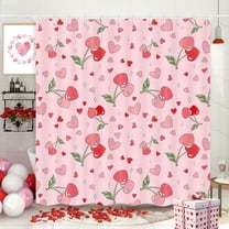 Vintage Cherry Shower Curtain Pink Retro Groovy Funky Chic Retro 72s Bathroom Accessories Valentines Romantic Love Heart Cute Bath Curtain Hippie Modern Artistic Bathroom Decor Set 72X72IN