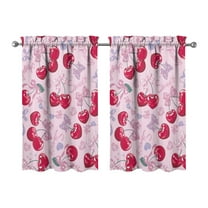Vintage Cherry Tier Kitchen Curtains for Bathroom Living Rod Pocket Window Drapes 28"x39" 2 Panels Window Treatment Tiers