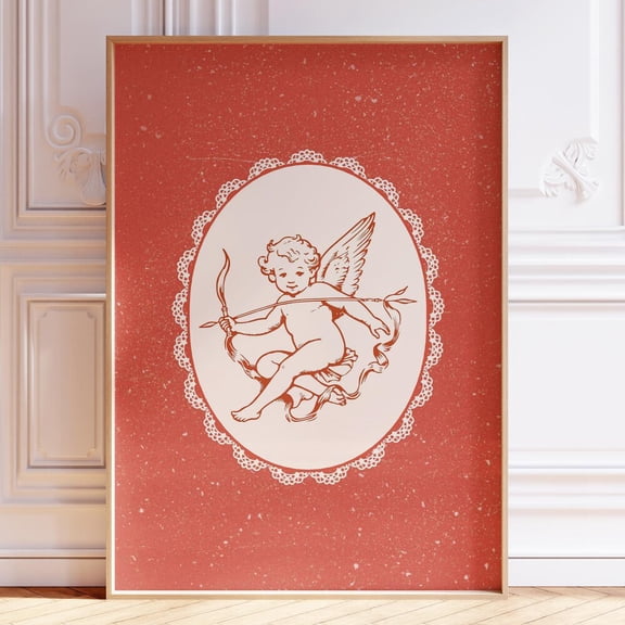 Vintage Cherub Print: Red Roman.Tic Wall Art For Bedroom Coquette Decor UNFRAMED PAPER POSTER, Home Decor, Vintage Gift, Living Room Dercor