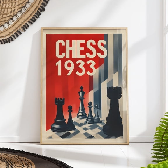 Vintage Chess 1933 Retro Game Room Wall Art, Unframed Paper Poster 8x10in