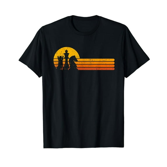 Vintage Chess Player Retro Sunset Design Chess Pieces T-Shirt