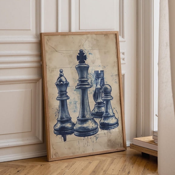 Vintage Chess Rustic Study Wall Art Poster Unframed Paper Print