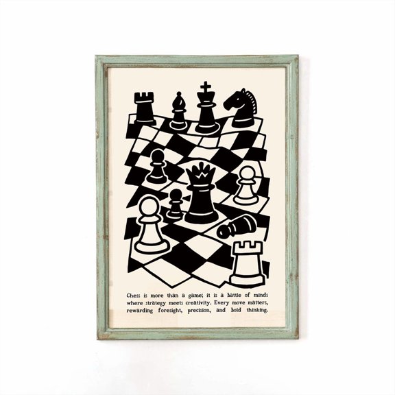 Vintage Chess Wall Art Print, Classic Board Game Intellectual Decor