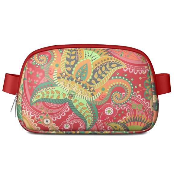 Vintage Chic Fanny Pack – Paisley Patterned Belt Bag with Artistic Floral Accents and Exotic Boho Touch