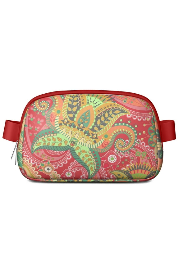 Vintage Chic Fanny Pack – Paisley Patterned Belt Bag with Artistic Floral Accents and Exotic Boho Touch