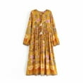thumbnail image 1 of Vintage Chic Fashion Bohemian Women Floral Print Flare Sleeve Maxi Dresses Ladies Ruffles Holiday Boho Dress Vestidos Robe, 1 of 6