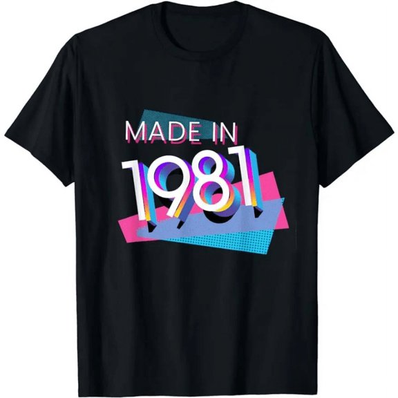 Vintage Chic Men's Classic T-Shirt Limited Edition Summer Birthday Gift for 1981 Custom Printed T-Shirt Men Clothing