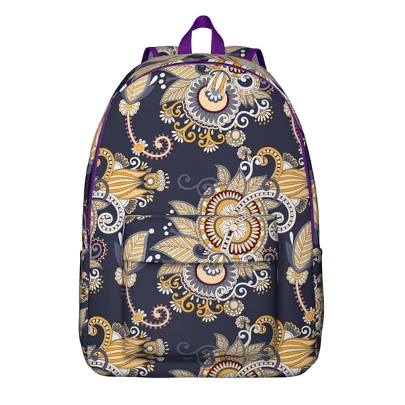 Vintage Chic Paisley Backpack, Ethnic Mandala Style Boho Floral School Bag with Artistic Retro Pattern