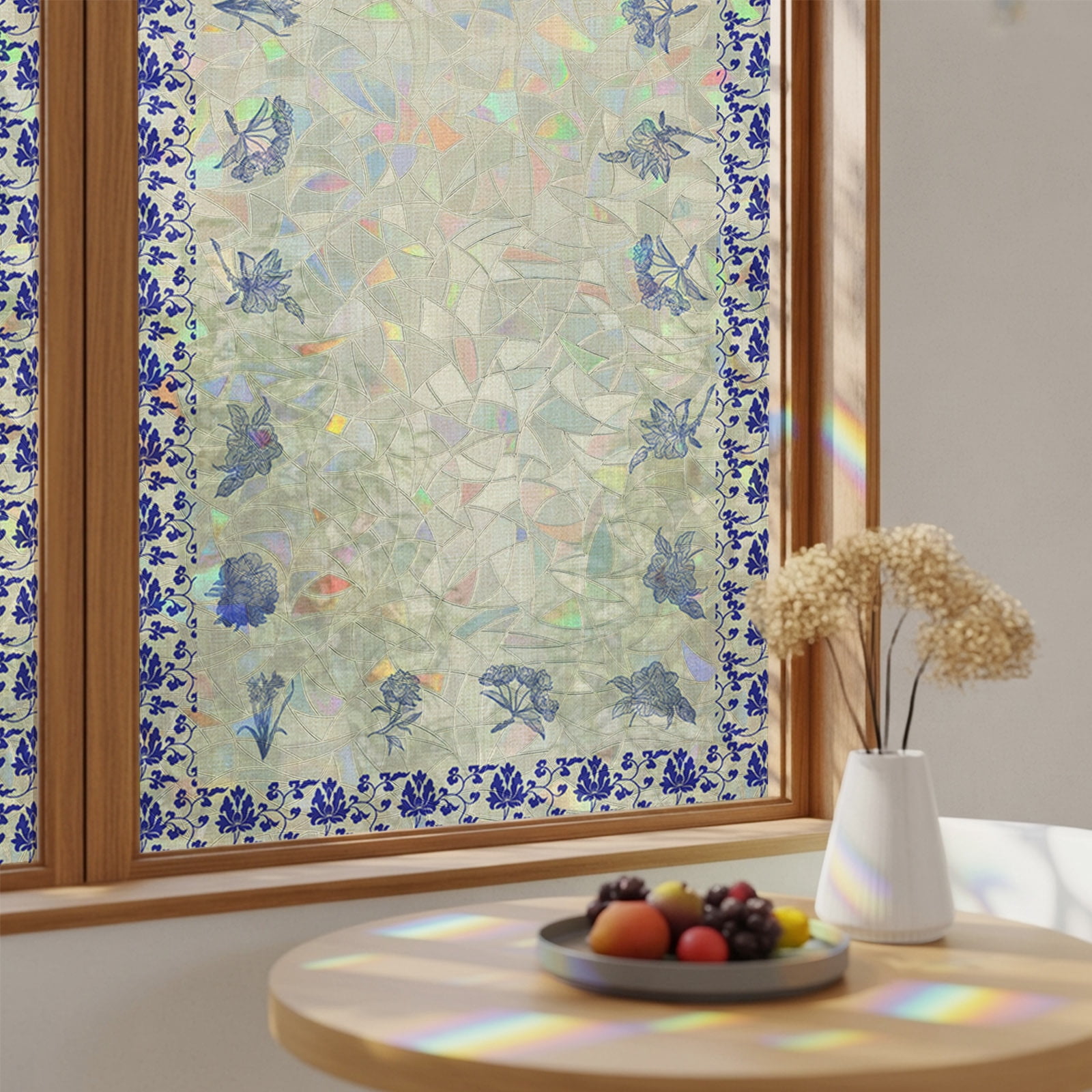 Vintage Chic Porcelain Flower Texture Window Privacy Film,Heat Control ...