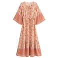 thumbnail image 1 of Vintage Chic Women Floral Print Batwing Sleeve Beach Bohemian Maxi Dresses Robe Ladies V-neck Summer Boho Dress Vestidos, 1 of 6