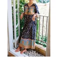 thumbnail image 1 of Vintage Chic Women Long Sleeve Tie Neck Ethnic Floral Print Beach Bohemian Maxi Dress Loose Kaftan Lady Rayon Boho Dresses Robe, 1 of 9