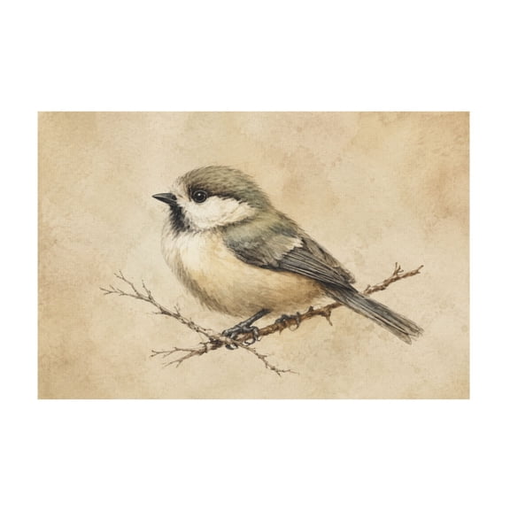 Vintage Chickadee Bird Rustic Nature Sketch Canvas Wall Art Farmhouse Decor for Bedroom 12*18in