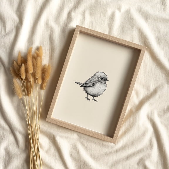 Vintage Chickadee Poster: Rustic Farmhouse Bird Art, Unframed Poster Size 12x18