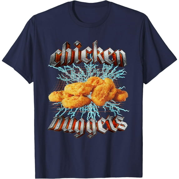 Vintage Chicken Nuggets Heavy Metal World Tour Hardcore Music Unisex T-Shirt for Men Women Kids Toddler,Navy Color,Size 5XL